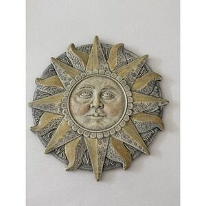 Sun Sunburst Folk Art Indoor Outdoor Garden Wall Plaque 12" Diameter